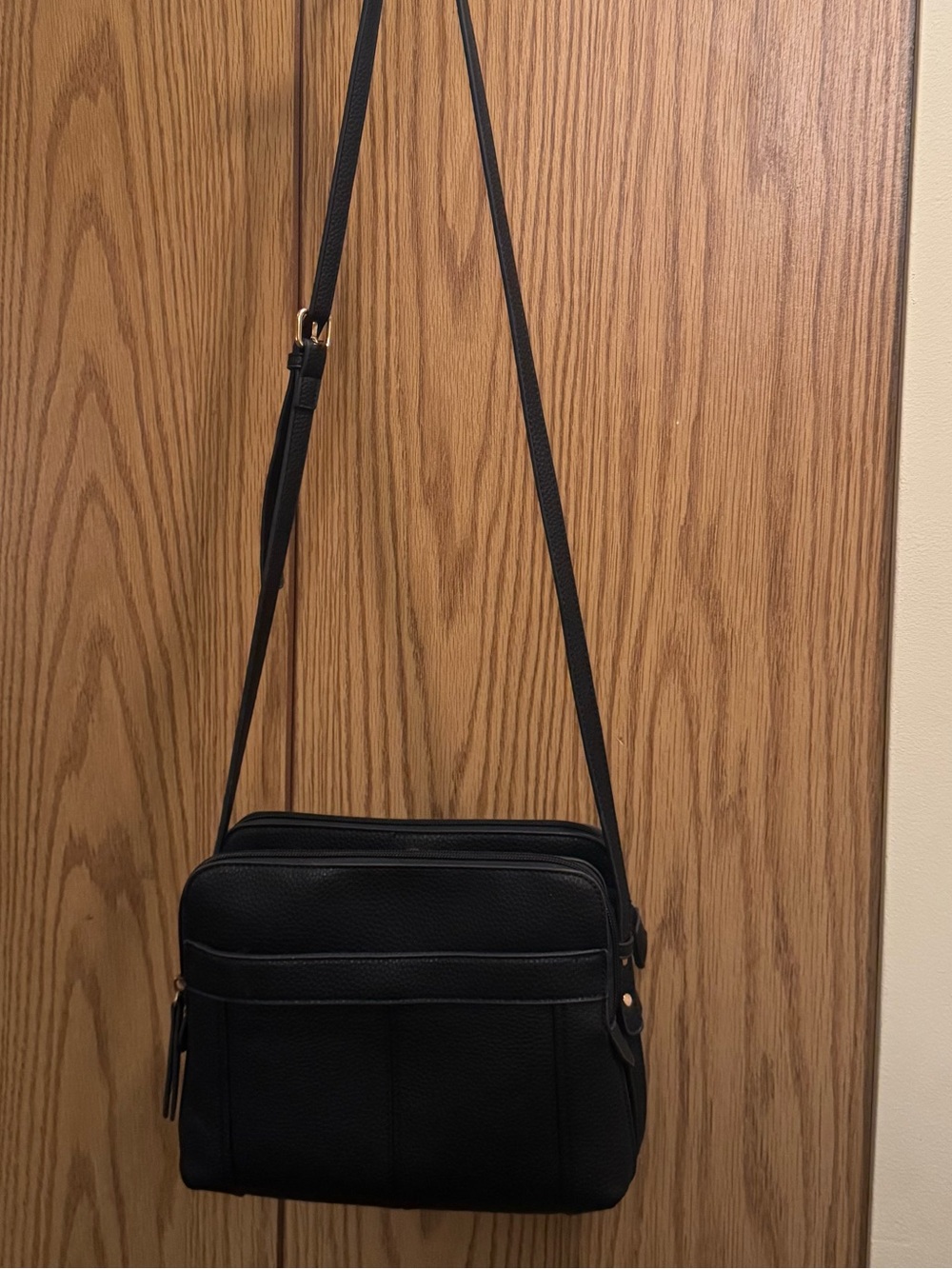 Black Leather Crossbody Bag for Men
